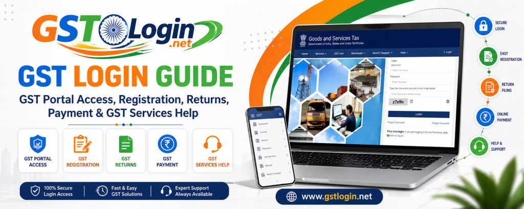 GST Login Guide GST Portal Access, Registration, Returns, Payment & GST Services Help